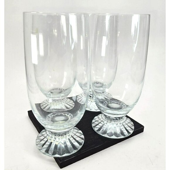 Mikasa Crystal Footed Iced Tea Glasses Icicles Set Of 4 Decorative Bases JJ3803 - Picture 1 of 8